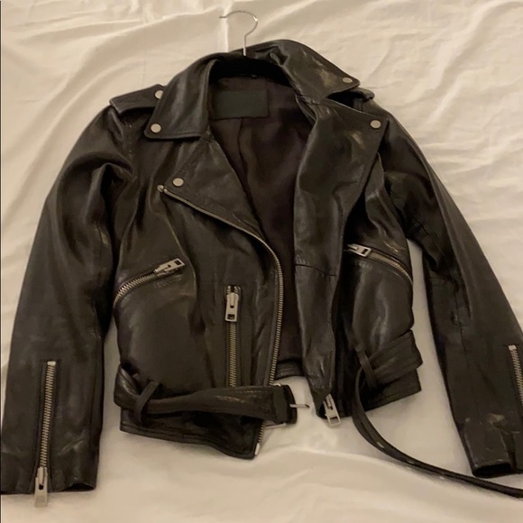 All Saints leather motorcycle jacket size 2 US - Picture 2 of 3